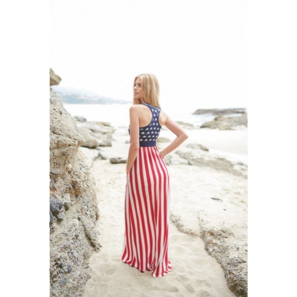 American Flag Maxi Dress Stars Stripes USA - Picture 2 of 8